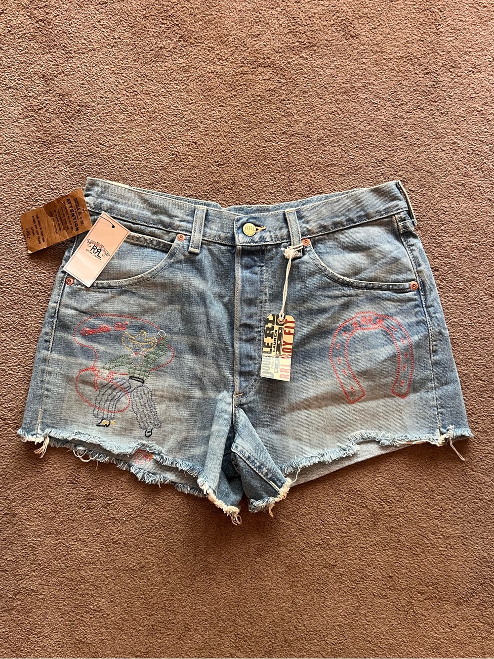Ralph Lauren Double RL embroidered denim shorts NWT
